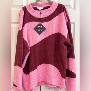 Ava Viv Crewneck Striped Sweater